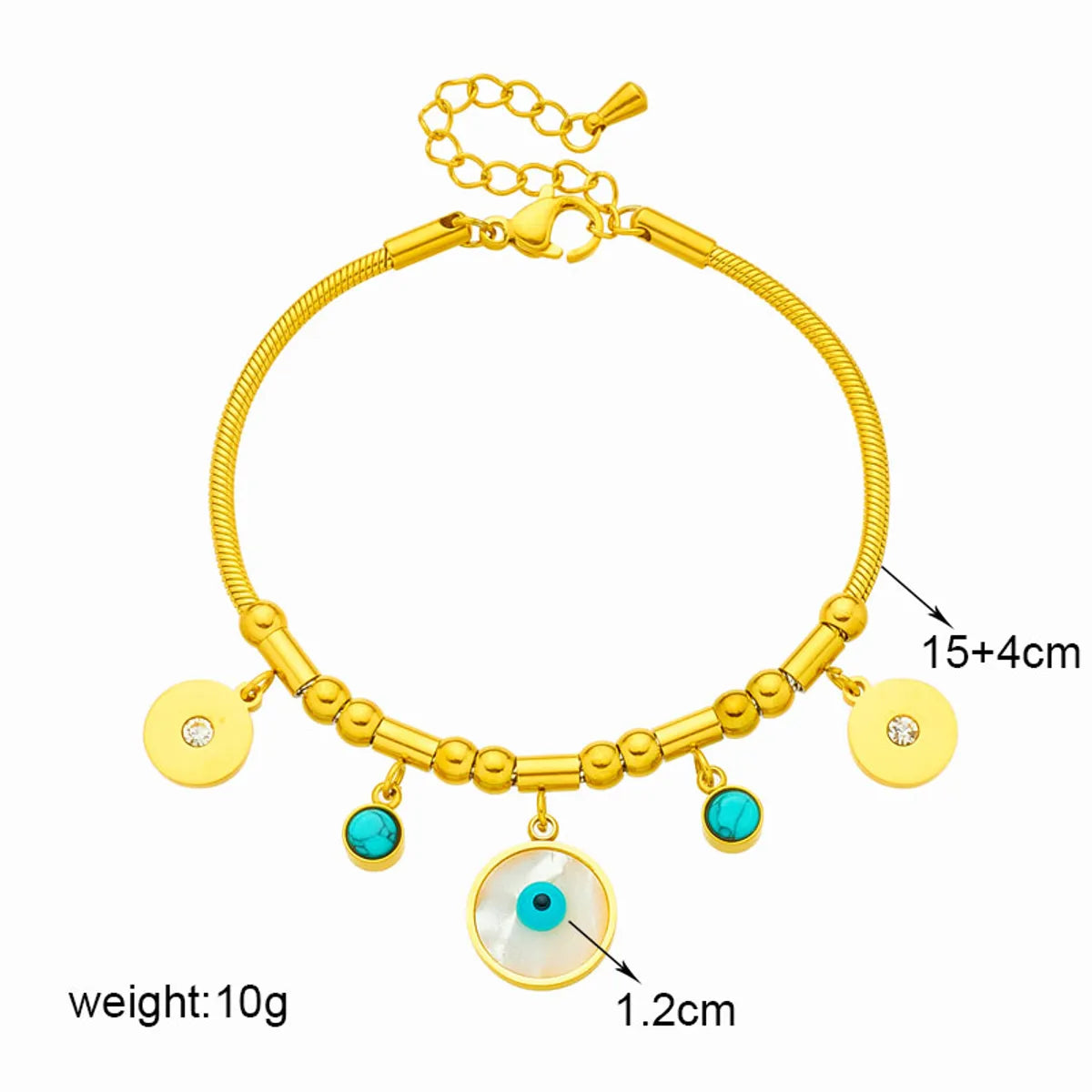 Korean Style Eye Titanium Steel Plating 18k Gold Plated Bracelets