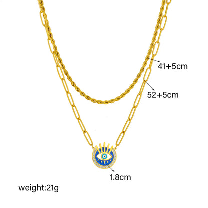 Korean Style Eye Titanium Steel Plating 18k Gold Plated Necklace