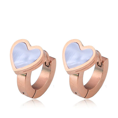 Korean Style Fashion Simple Heart Titanium Steel Temperament Personality Female Earrings