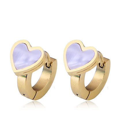 Korean Style Fashion Simple Heart Titanium Steel Temperament Personality Female Earrings