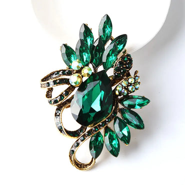 Korean Style Flower Alloy Plating Artificial Crystal Women'S Brooches