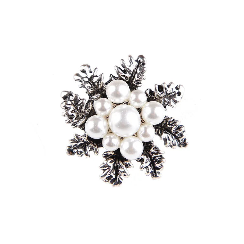 Korean Style Flower Alloy Plating Inlay Rhinestones Pearl Women'S Brooches