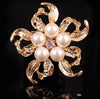 Korean Style Flower Alloy Plating Inlay Rhinestones Pearl Women'S Brooches