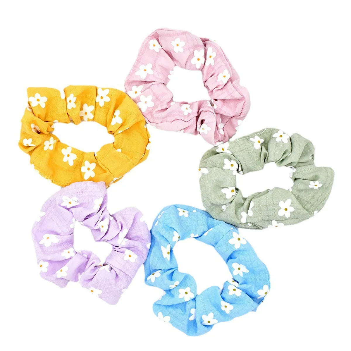 Korean Style Flower Print Fabric Hair Scrunchies