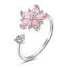 Korean Style Flower Sterling Silver Plating Inlay Zircon Open Rings