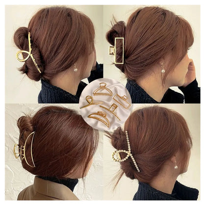 Women'S Korean Style Geometric Metal Metal Artificial Pearls Hair Claws