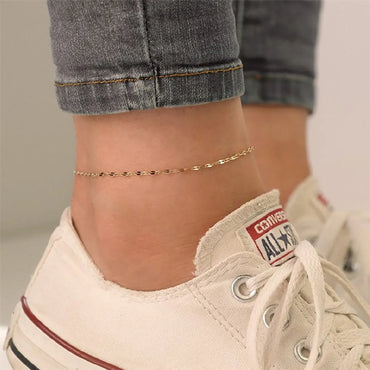 Korean Style Geometric Stainless Steel Plating Inlaid Gold 14K Gold Plated Women'S Anklet