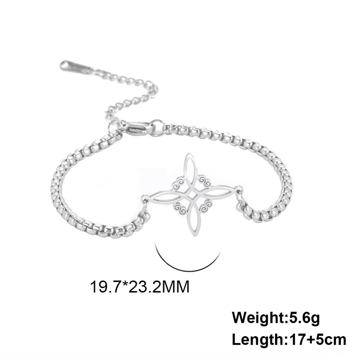 Korean Style Hot Sale Factory Direct Deliver Versatile Witch Knot S-Shaped Double Hole Pendant Box Chain Stainless Steel Bracelet