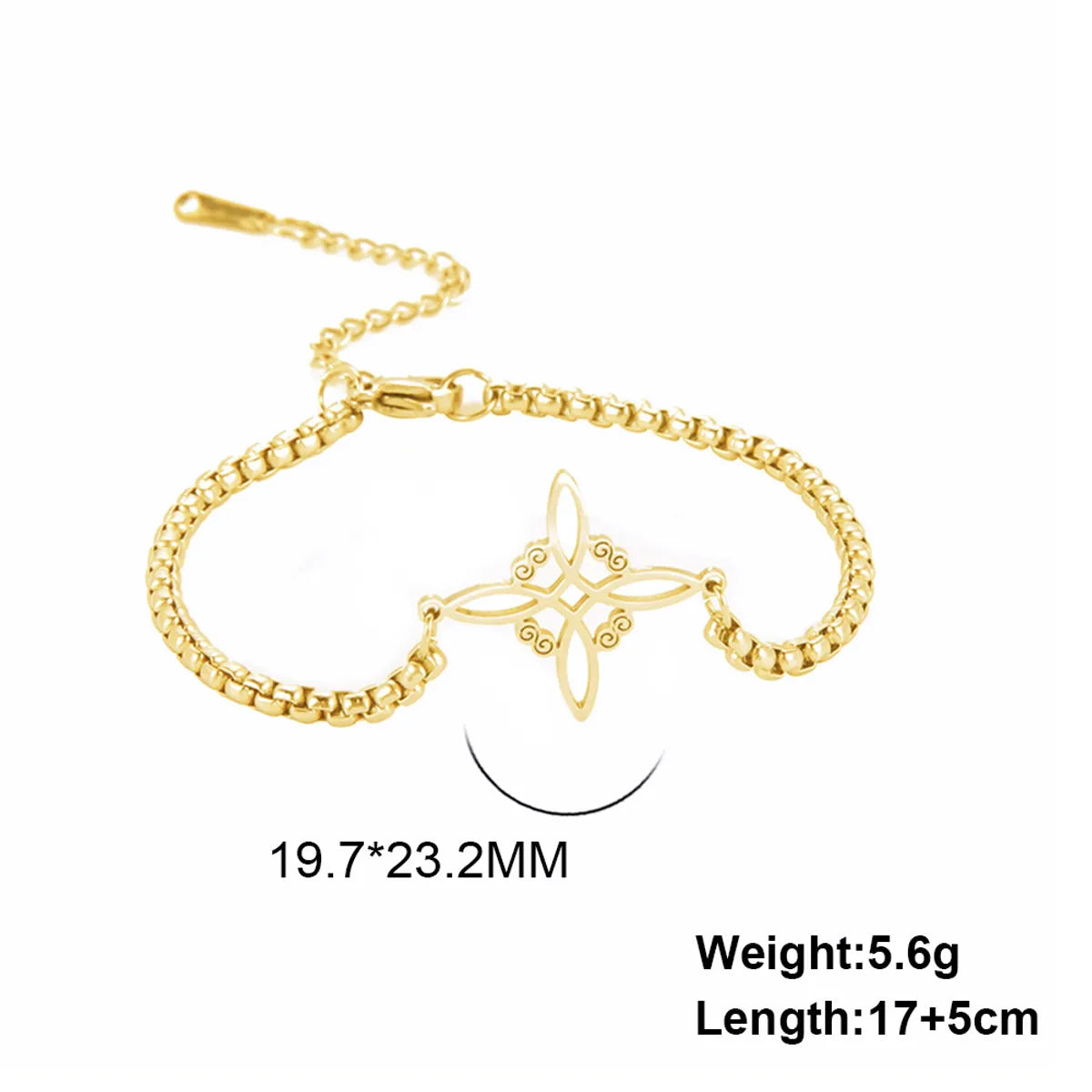 Korean Style Hot Sale Factory Direct Deliver Versatile Witch Knot S-Shaped Double Hole Pendant Box Chain Stainless Steel Bracelet