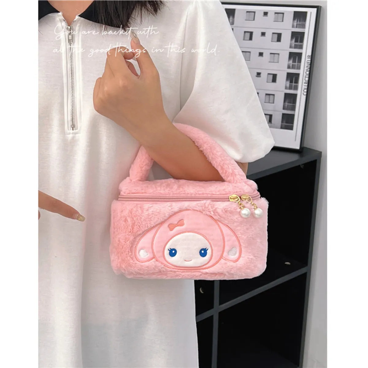 Korean Style  Cosmetics Storage Bag  Soft Cute  Small Square Bag Plush Yugui Dog Gift Wash Bag