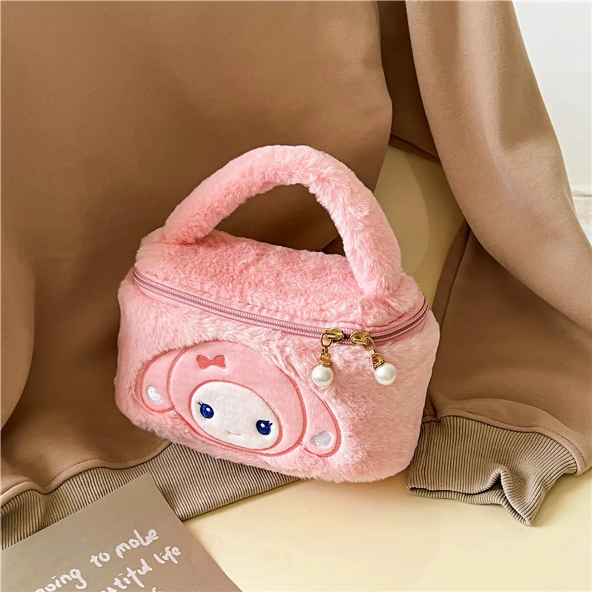 Korean Style  Cosmetics Storage Bag  Soft Cute  Small Square Bag Plush Yugui Dog Gift Wash Bag