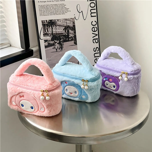 Korean Style  Cosmetics Storage Bag  Soft Cute  Small Square Bag Plush Yugui Dog Gift Wash Bag