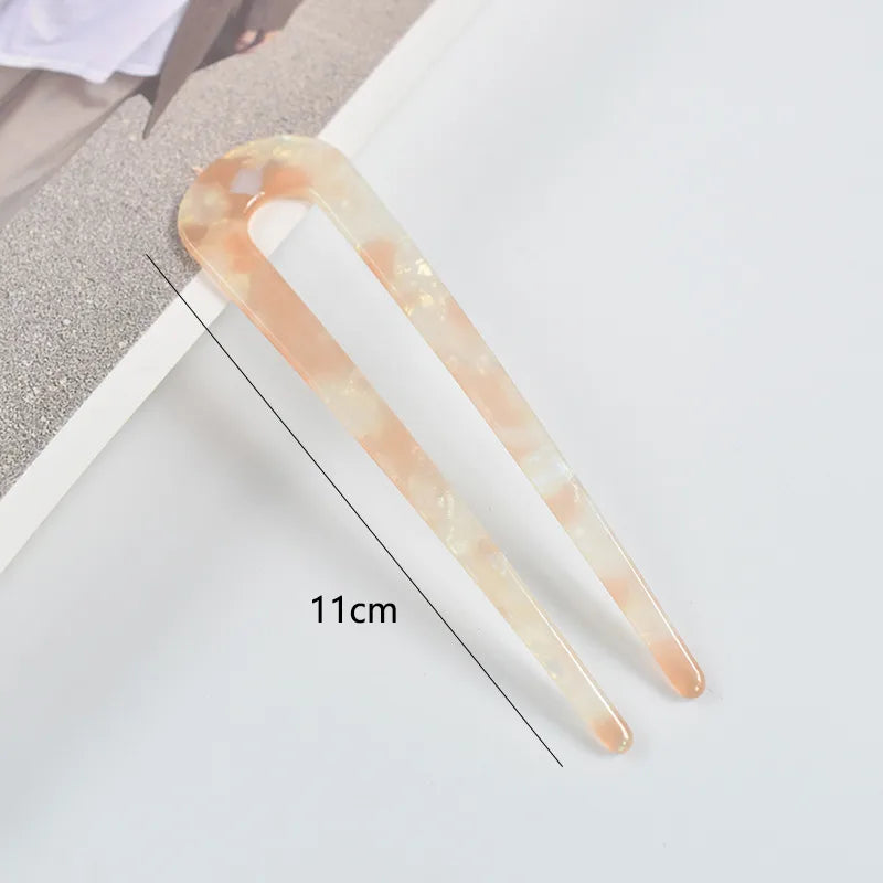 Korean Style Internet Celebrity Hair Accessories Women'S Simple Updo Elegant Acetate Hairpin Back Head Ball Head Fashion U-Shaped Hairpin