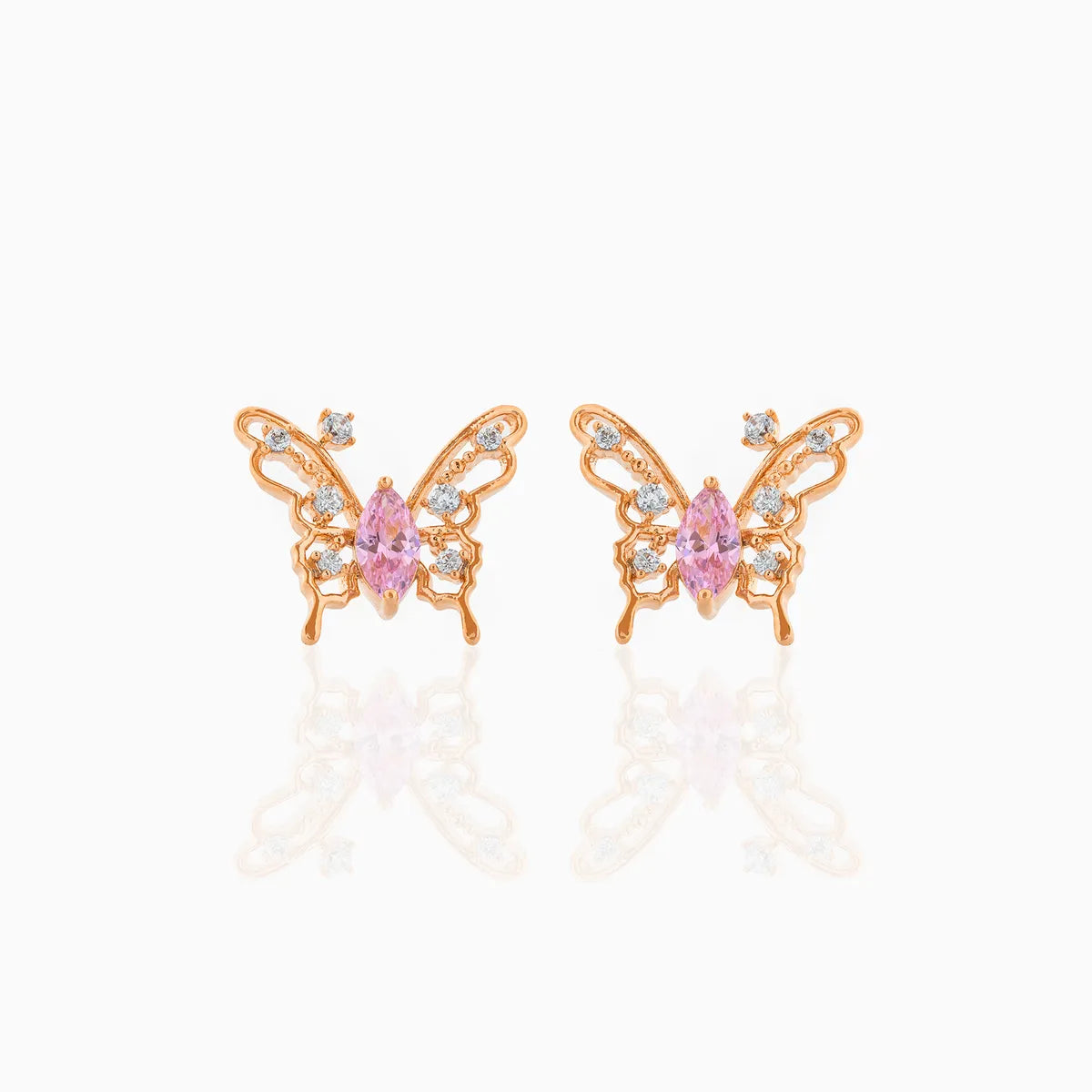 Sweet Insect Butterfly Brass Artificial Rhinestones Ear Studs