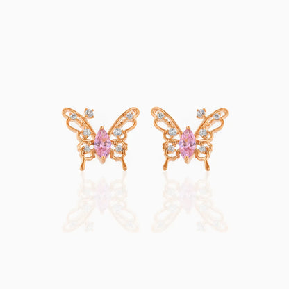 Sweet Insect Butterfly Brass Artificial Rhinestones Ear Studs