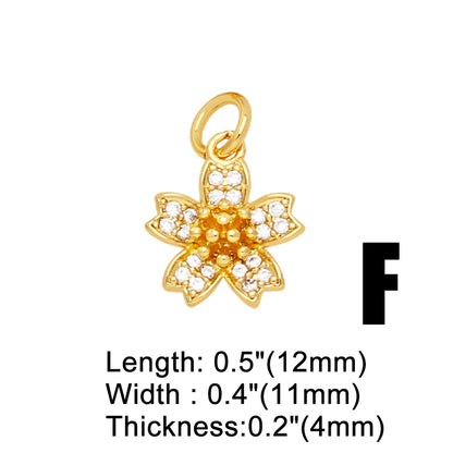 Korean Style Leaves Flower Copper Plating Inlay Zircon 18k Gold Plated Pendants Jewelry Accessories