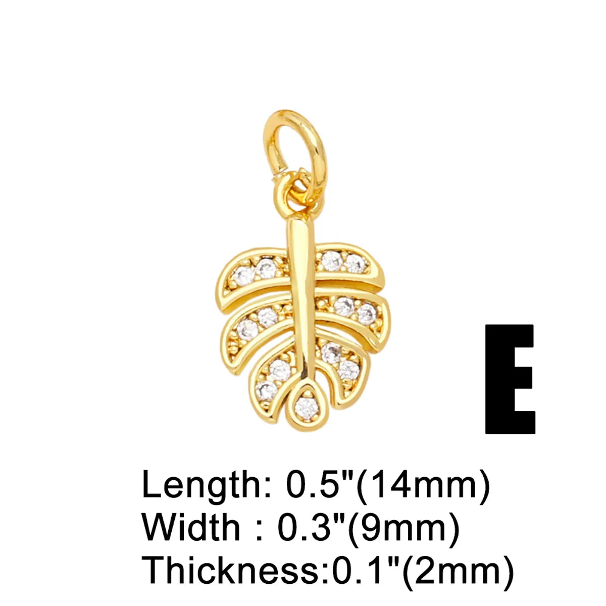 Korean Style Leaves Flower Copper Plating Inlay Zircon 18k Gold Plated Pendants Jewelry Accessories