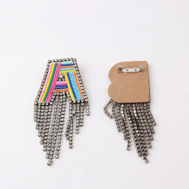 Korean Style Letter Rhinestone Inlay Brooches