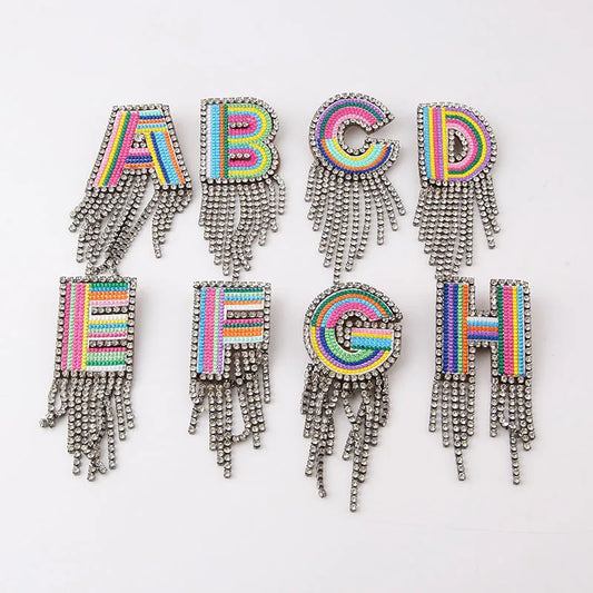 Korean Style Letter Rhinestone Inlay Brooches