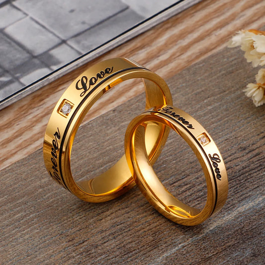 Korean Style Letter Titanium Steel Rings