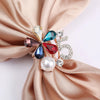 Korean Style Number Flower Butterfly Imitation Pearl Alloy Crystal Enamel Inlay Artificial Gemstones Women'S Brooches