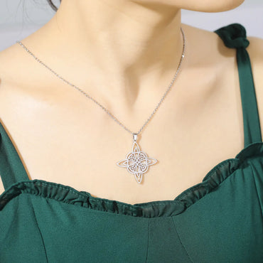 Korean Style One-piece Delivery Personalized Witch Double-layer Celtic Triangle Pendant 304 Stainless Steel Necklace