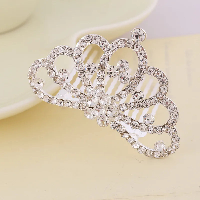 Korean Style Rhinestone Children'S Crown Comb Hair Accessories Girls' Performance Dance Performance Girls' Birthday Gift Wholesale