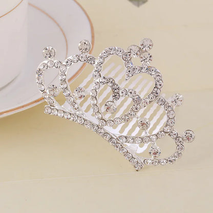 Korean Style Rhinestone Children'S Crown Comb Hair Accessories Girls' Performance Dance Performance Girls' Birthday Gift Wholesale