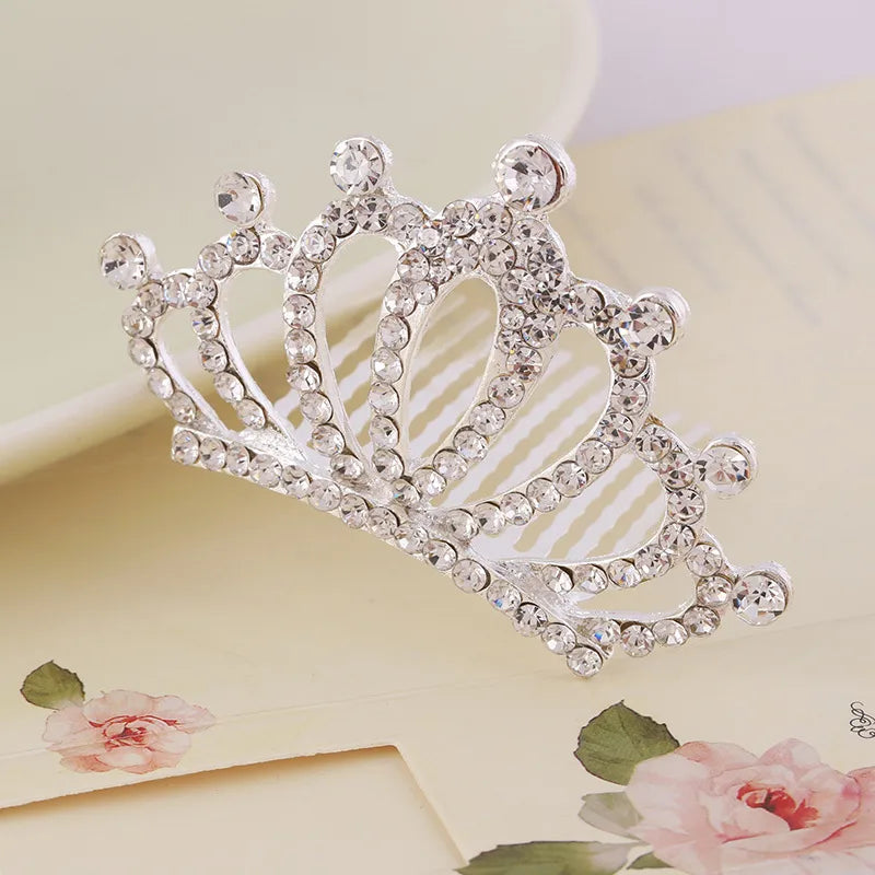 Korean Style Rhinestone Children'S Crown Comb Hair Accessories Girls' Performance Dance Performance Girls' Birthday Gift Wholesale