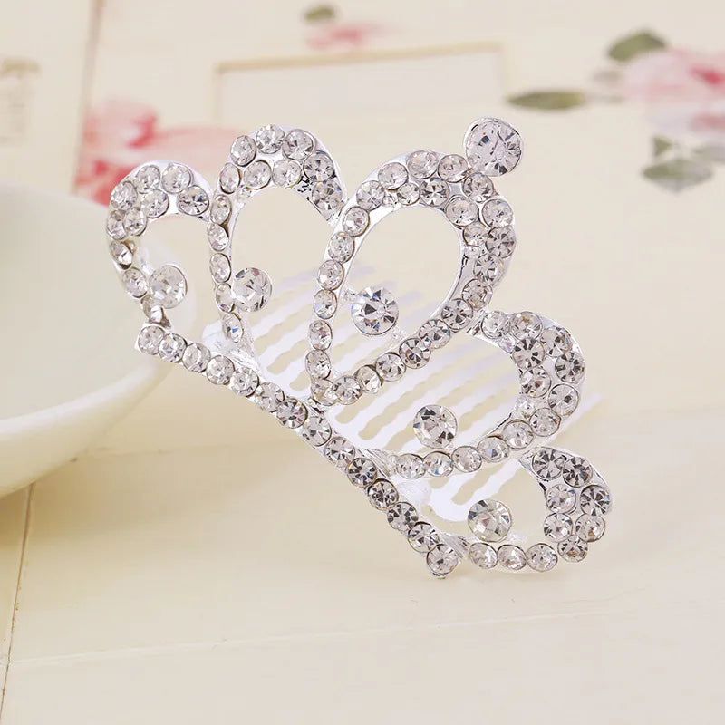 Korean Style Rhinestone Children'S Crown Comb Hair Accessories Girls' Performance Dance Performance Girls' Birthday Gift Wholesale