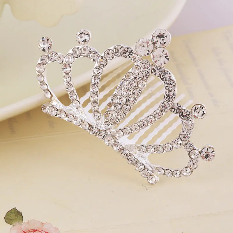 Korean Style Rhinestone Children'S Crown Comb Hair Accessories Girls' Performance Dance Performance Girls' Birthday Gift Wholesale