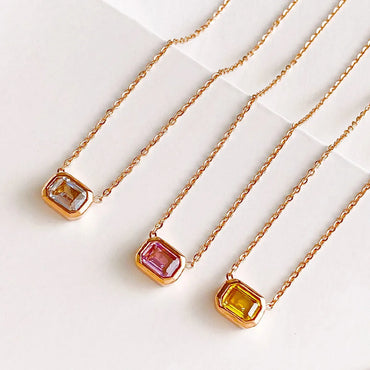 Korean Style Square Titanium Steel Inlay Zircon Necklace