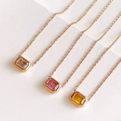 Korean Style Square Titanium Steel Inlay Zircon Necklace