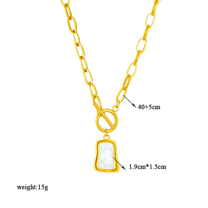 Korean Style Square Titanium Steel Toggle Plating 18k Gold Plated Necklace