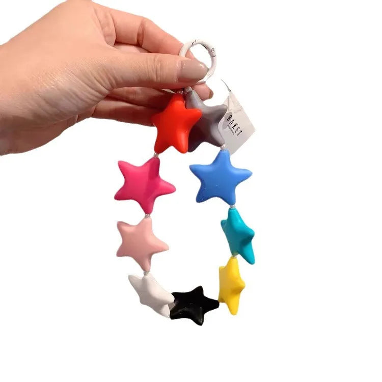 Korean Style Star Silica Gel Women'S Keychain