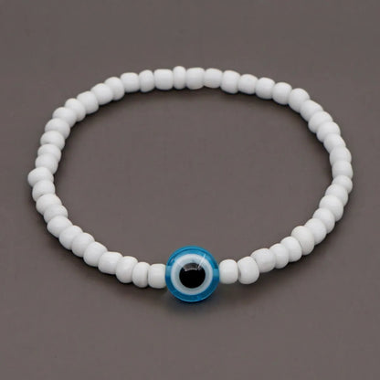 Korean Style White Glass Beads Glass Eye Bracelet Wholesale