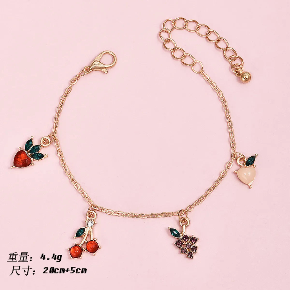 Korean Sweet Style Popular Fashion Cherry Apple Grape Peach Multi-Layer Women'S Bracelet Wholesale