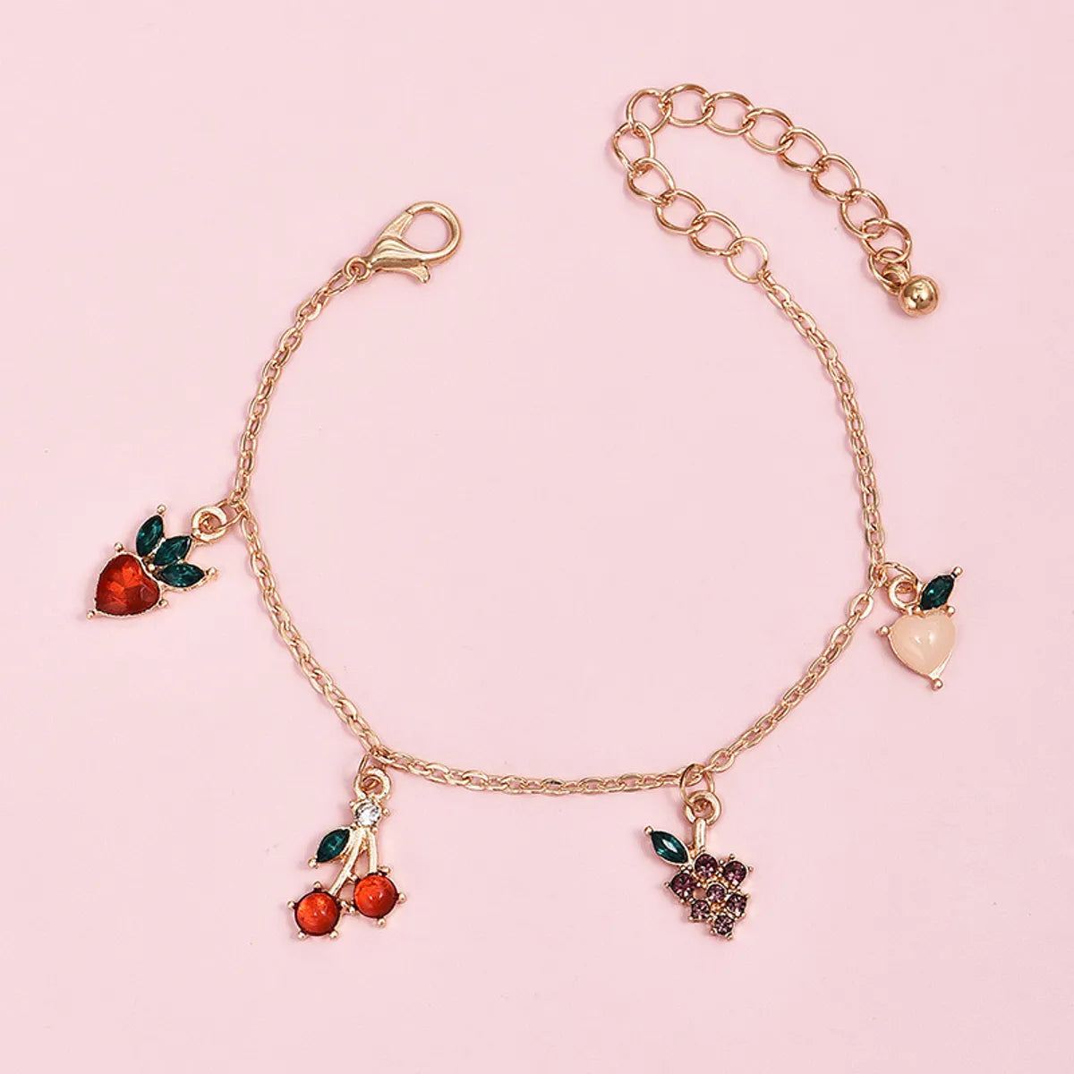 Korean Sweet Style Popular Fashion Cherry Apple Grape Peach Multi-Layer Women'S Bracelet Wholesale