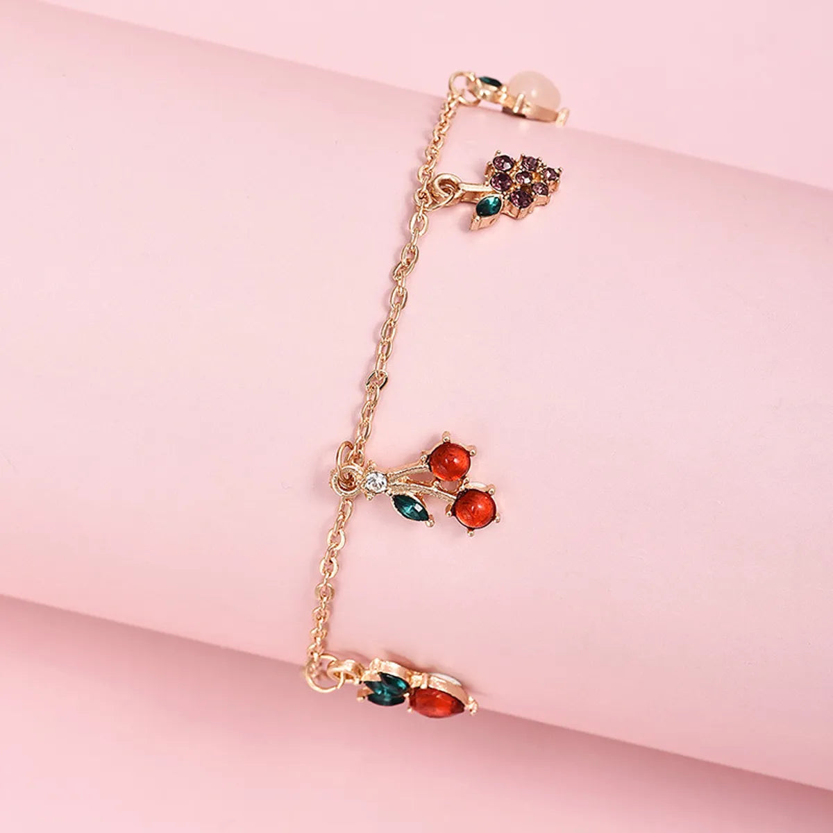 Korean Sweet Style Popular Fashion Cherry Apple Grape Peach Multi-Layer Women'S Bracelet Wholesale