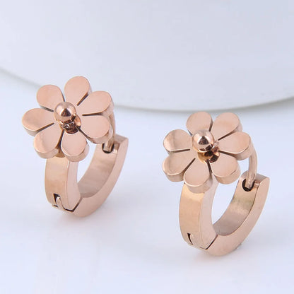 Korean Titanium Steel Chrysanthemum Earrings