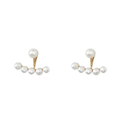 Geometric Inlaid Pearls Alloy Artificial Gemstones Earrings Ear Studs