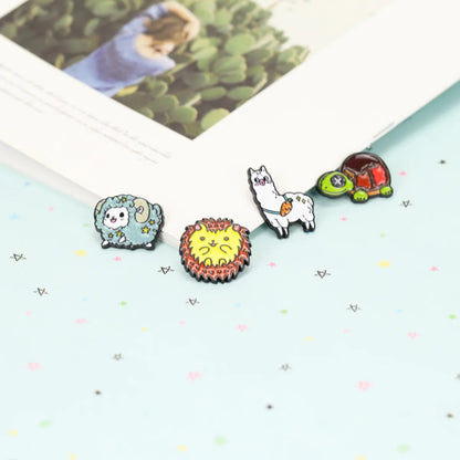 Korean Version Cartoon Funny Alpaca Turtle Lamb Dripping Oil Brooch