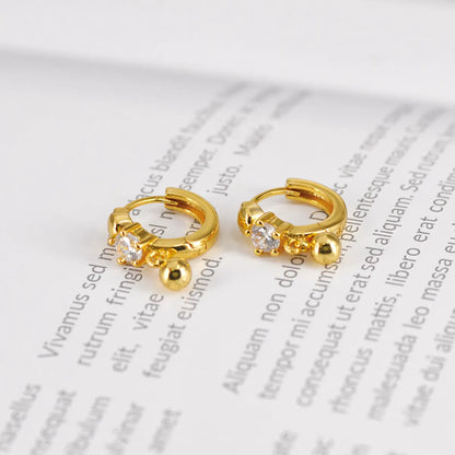 Korean Version Diamond Earrings Round Bead Pendant Earrings