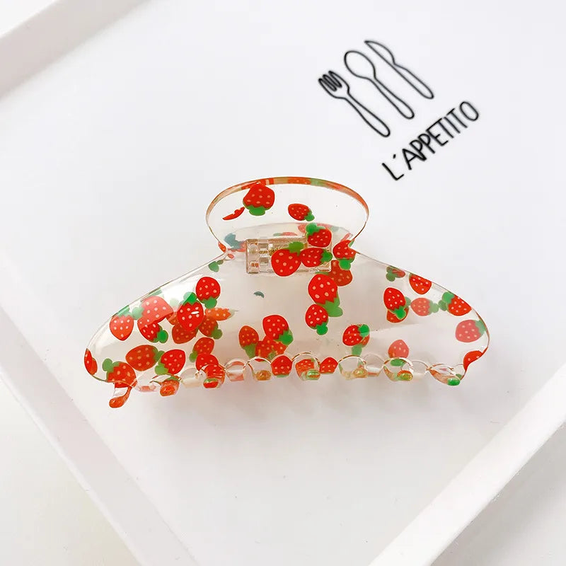 Korean Version Of Acrylic Clip Fruit Series Fresh Girl Geometric Shape Hairpin Clip