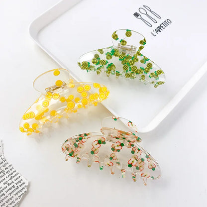 Korean Version Of Acrylic Clip Fruit Series Fresh Girl Geometric Shape Hairpin Clip