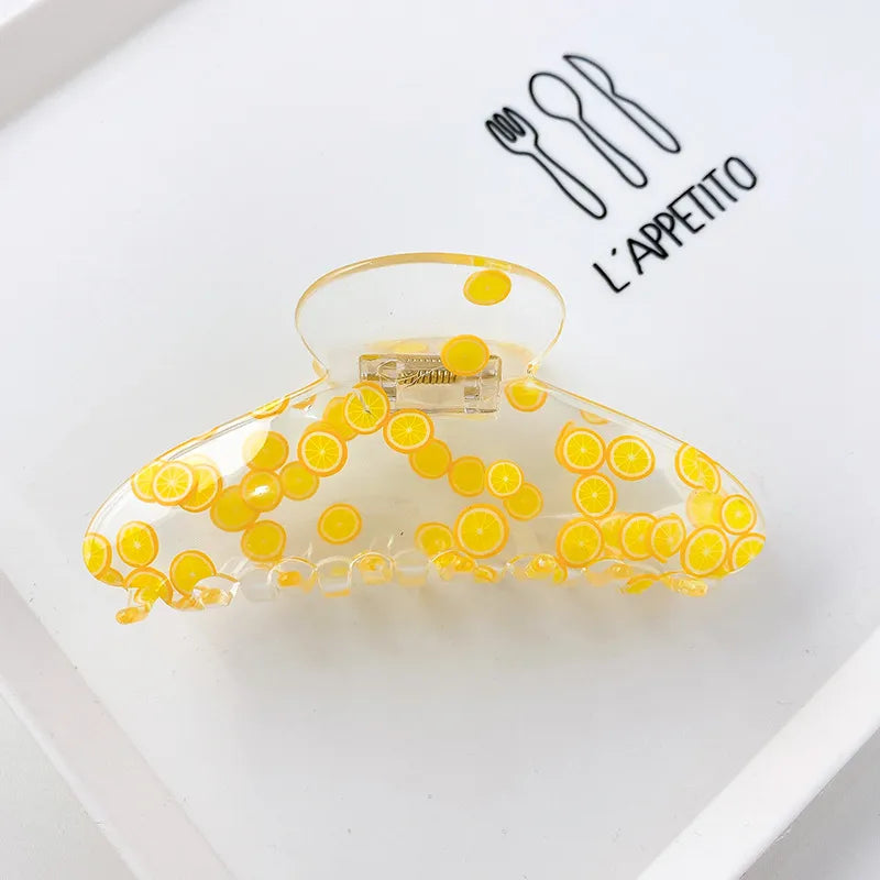 Korean Version Of Acrylic Clip Fruit Series Fresh Girl Geometric Shape Hairpin Clip