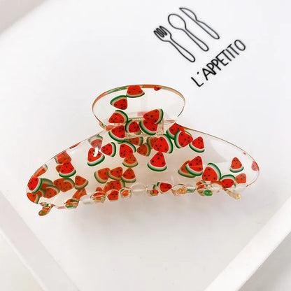 Korean Version Of Acrylic Clip Fruit Series Fresh Girl Geometric Shape Hairpin Clip