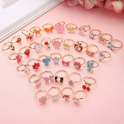 Korean Version Of Children'S Jewelry Alloy Ring Cartoon Cute Children'S Ring Cute And Beautiful Mixed 36 1 Box