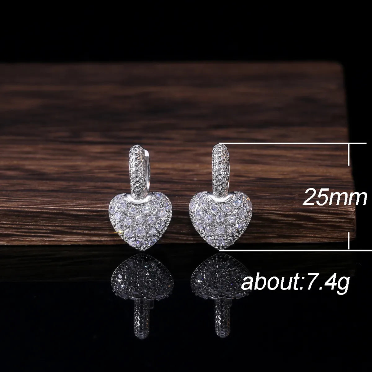 Korean Version Of Heart Pendant Copper Inlaid Zircon Earrings