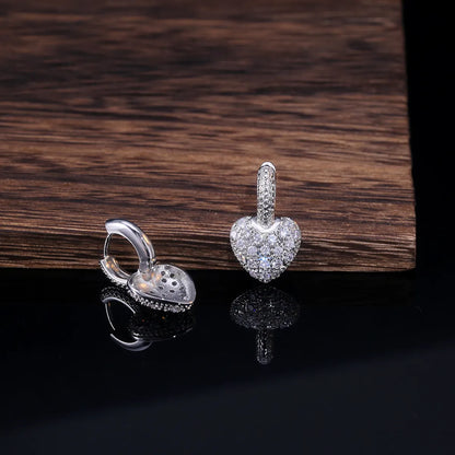 Korean Version Of Heart Pendant Copper Inlaid Zircon Earrings